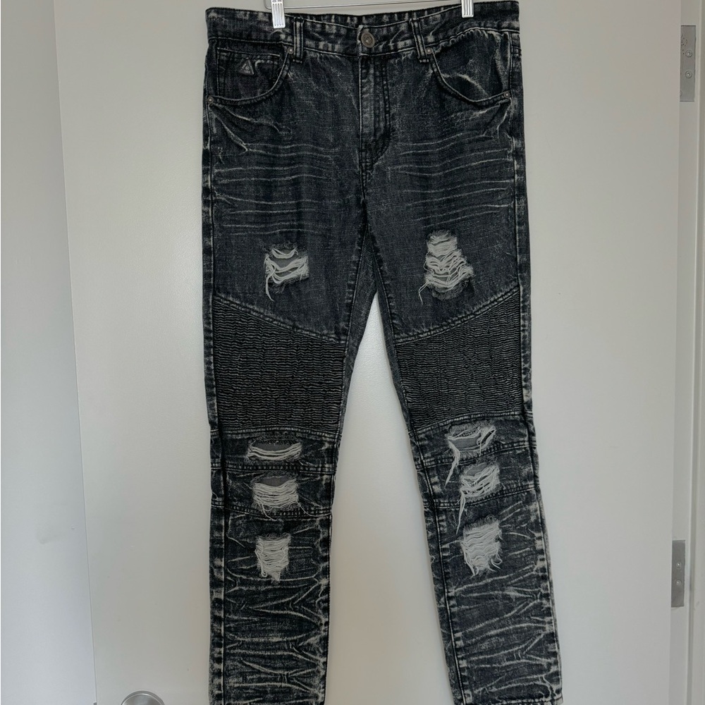 DNM Collection Distressed Acid Wash Jeans